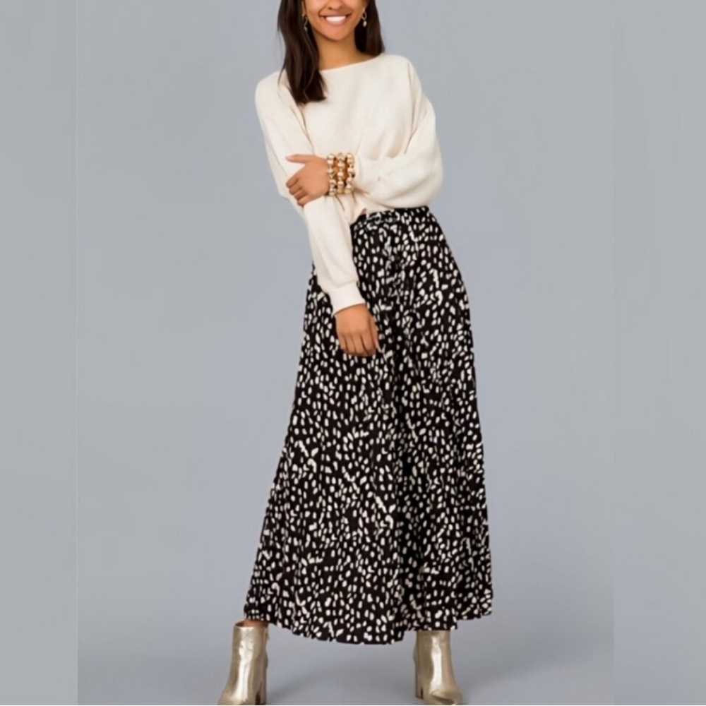 New RUMER THE LABEL Catalina Maxi Skirt Black White Side Slit Size Small